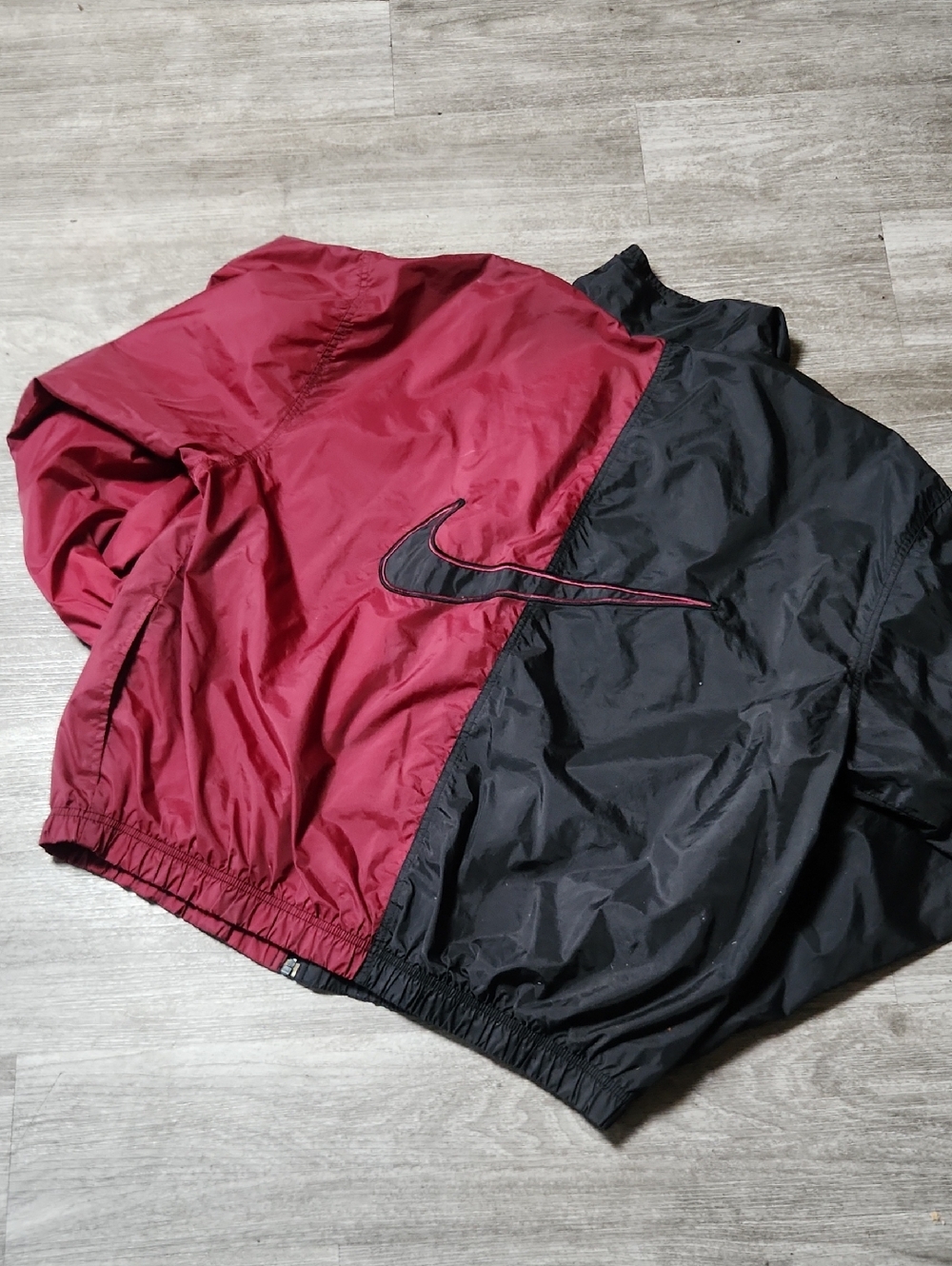 Vintage Nike Black and Burgundy Windbreaker Jacket